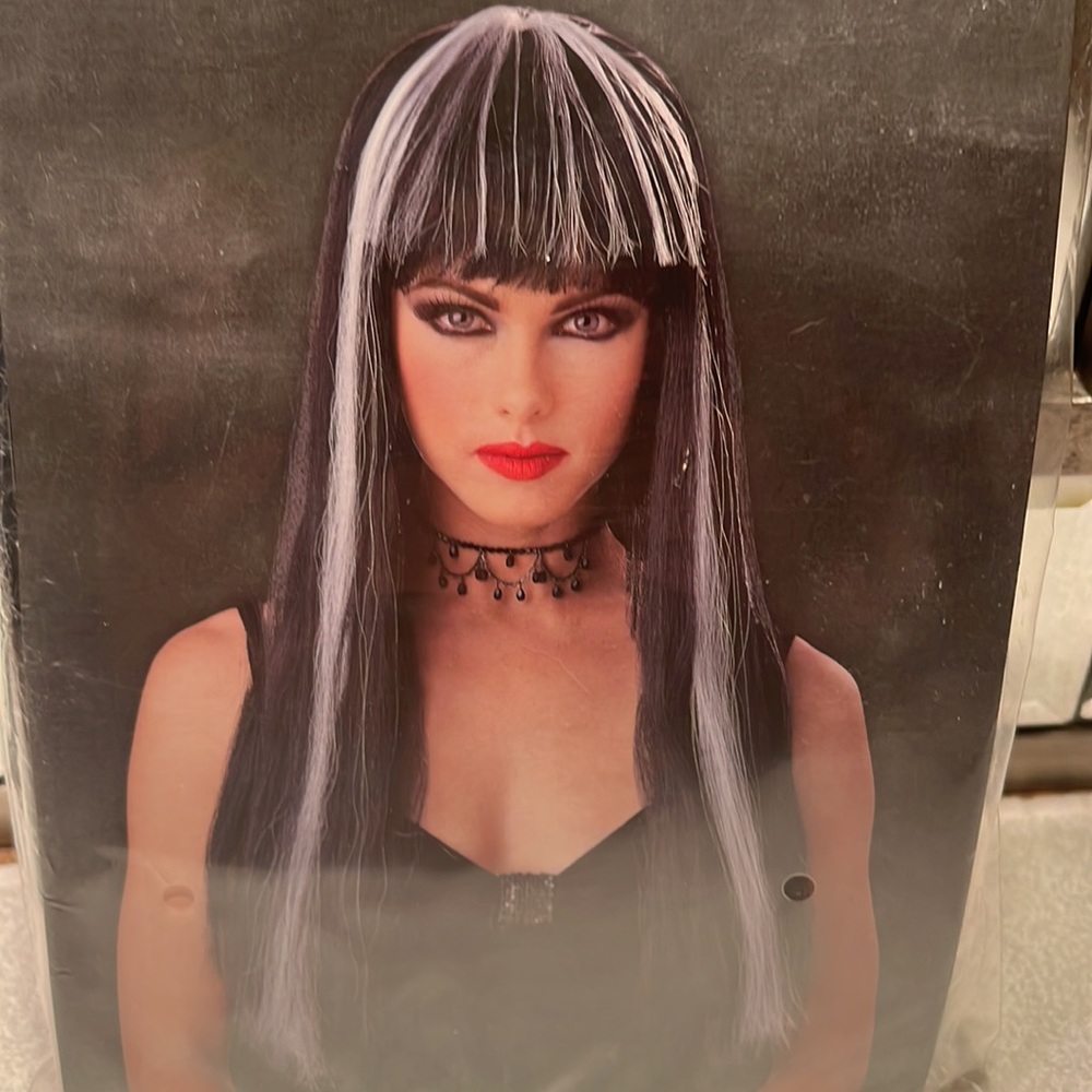 NWT Long Black & White Halloween Wig